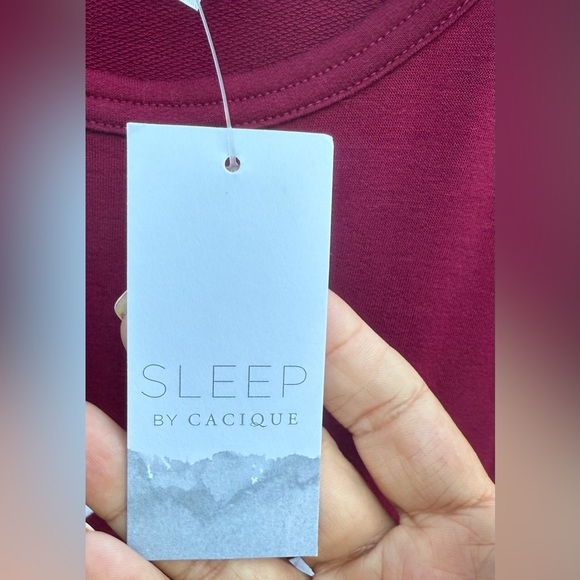 Cacique Burgundy 'Rise & Shine' Short Sleeve Sleep Shirt. Size 26/28. NWT. - Picture 7 of 7
